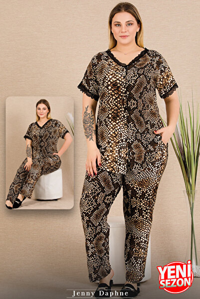 Jenny Daphne Set de pijamale cu mânecă scurtă, cu mânecă scurtă, cu nasturi, ...