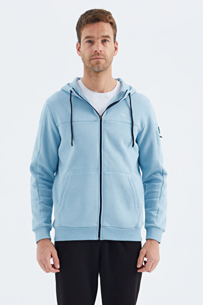 TOMMY LIFE Light Blue Zippered Men's Sweatshirt - 88303
