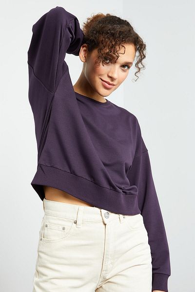 TOMMY LIFE Hanorac de damă violet Basic Comfortable Form O Gât - 97114