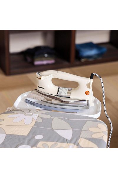 Geepas 1000W Heavy Weight Electric Dry Iron, Golden Ceramic Soleplate, With Adjustable Temperature-GDI2752N