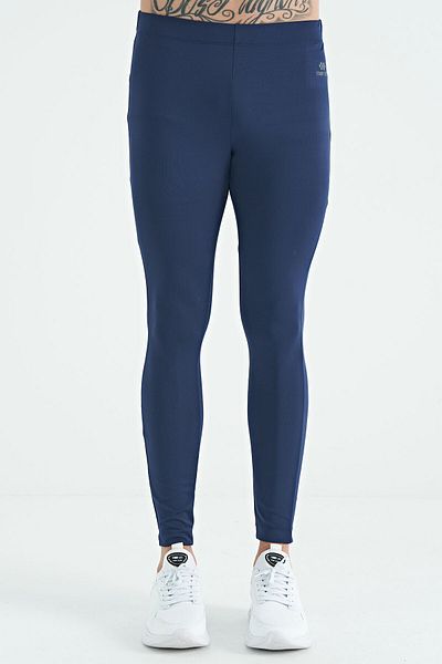 TOMMY LIFE Indigo πίσω εκτύπωση στον αστράγαλο Λεπτομερές ανδρικό κολάν με ψηλόμεσο Slim Fit Active Sports - 84988