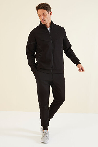 TOMMY LIFE Ανδρική φόρμα αθλητικής φόρμας Black Color Blocked Jogger - 85237