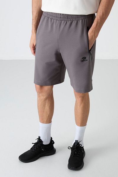 TOMMY LIFE Men's Shorts - Dark Gray, Hidden Zipper, Back Pocket, Lace-up, Standard Size - 81136