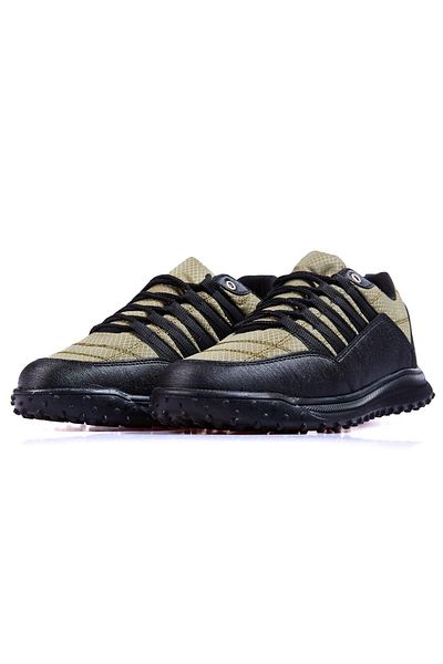 TOMMY LIFE Detailní pánská sportovní obuv z umělé kůže v khaki šněrování - 89114