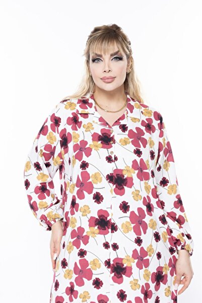 mervemoda Women's Long Sleeve Summer Plus Size Dress