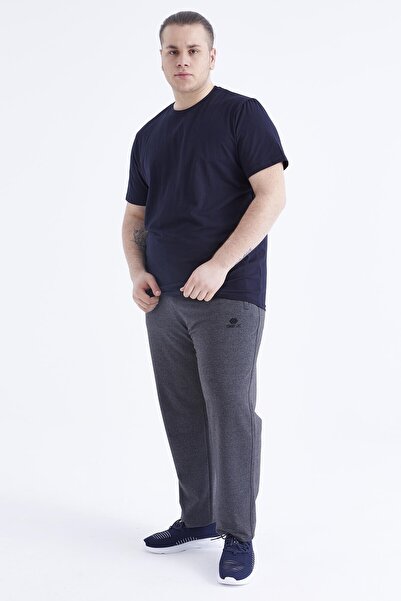 TOMMY LIFE Navy Blue Basic Short Sleeve O-Neck Plus Size Men's T-Shirt - 88072