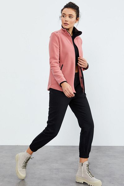 TOMMY LIFE Γυναικείο φούτερ από φλις φούτερ Wild Rose με φερμουάρ - 97173