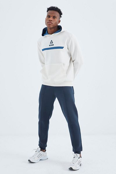 TOMMY LIFE Ανδρική φόρμα φόρμας Indigo με κορδόνια στο κάτω μέρος με λεπτομερείς φόρμες - 84994