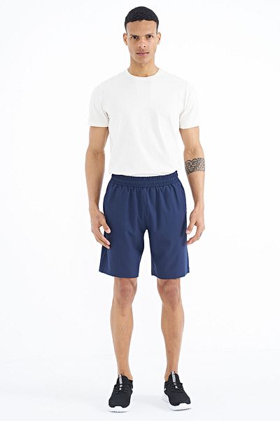 TOMMY LIFE Мъжки индигови къси панталони - странични джобове и ластик - 81238