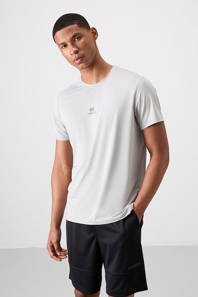 TOMMY LIFE Ανδρικό μπλουζάκι από πέτρα με αναπνεύσιμη υφή, λεπτή ελαστική τυπική εφαρμογή - 88387