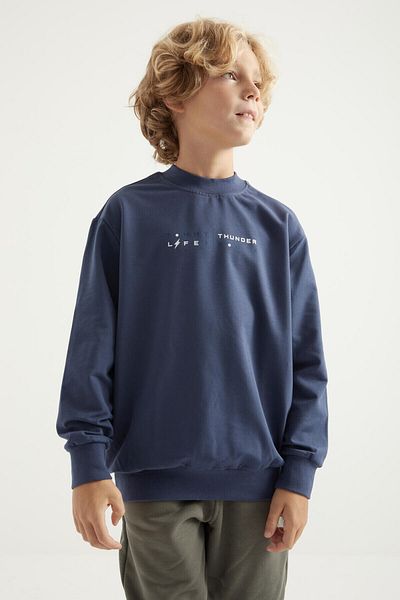 TOMMY LIFE Hanorac pentru baieti - Imprimeu pe spate cu ulei, decolteu O, croiala standard - 11026
