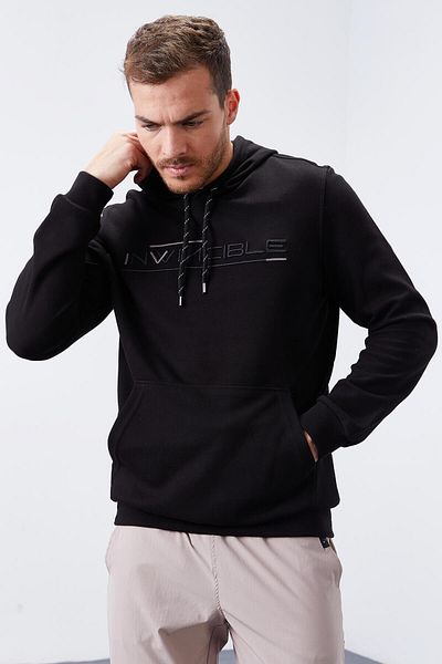 TOMMY LIFE Ανδρικό φούτερ με κουκούλα Black Kangaroo Pocket Standard - 87883