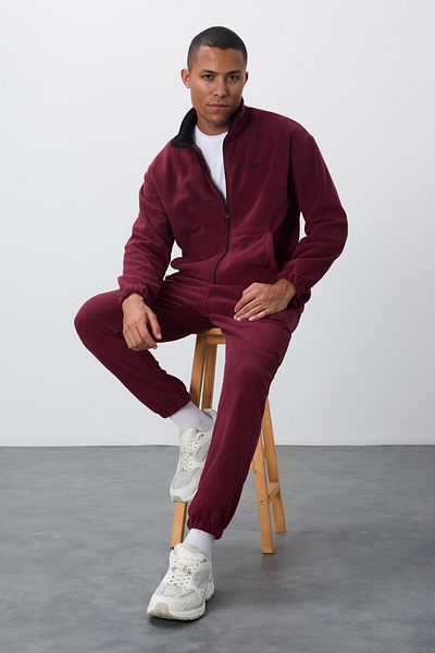 TOMMY LIFE Set de trening pentru bărbați, gros, moale, texturat, cu croiala confortabilă, brodat - 85269