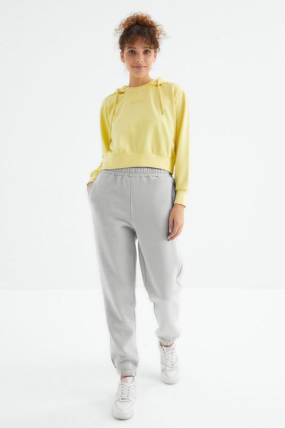 TOMMY LIFE Stone High Waist Raised 3 Thread Cotton Basic Women's Sweatpants - 94624