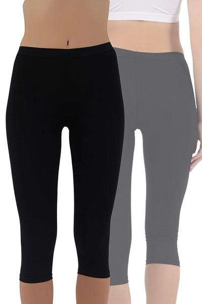 CNT Women's Short Leg Casual Leggings – Black, White, Gray |   S-M, L-Xl