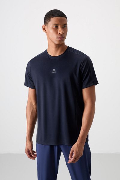TOMMY LIFE Ανδρικό μπλουζάκι Performance με αναπνεύσιμη υφή Navy Blue Thin Flexible Standard Fit - 88390