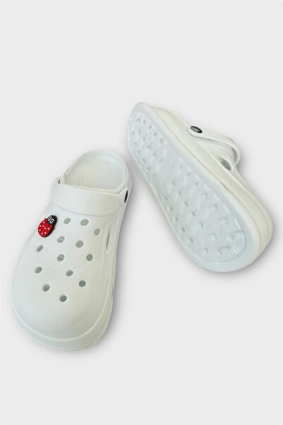 Liger Kadın Comfort Uğur Böceği Tokalı Medikal Hemşire Sabo Terlik BEYAZ