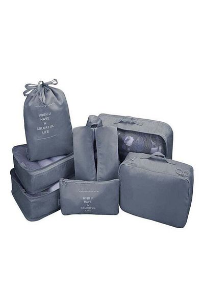 COOYA 7-Piece Multifunctional Waterproof Luggage Set, Space-saving, Light and tidy, Grey