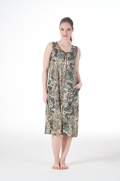 Estiva Women's Summer Patterned Sleeveless Pocket Lycra Viscose Casual Dress