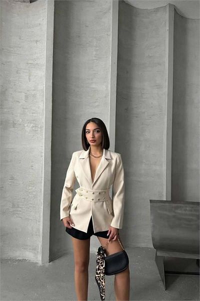 Dip Moda Dipmoda Women Design Snap Button Detailed Blazer Jacket Dpg079
