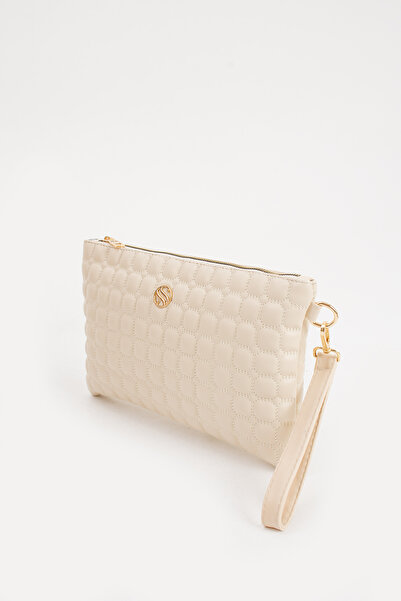 Sanmorris Women's Faux Leather Cream Colored Adjustable Crossbody and Hand Strap Portfolio, Clutch Bag