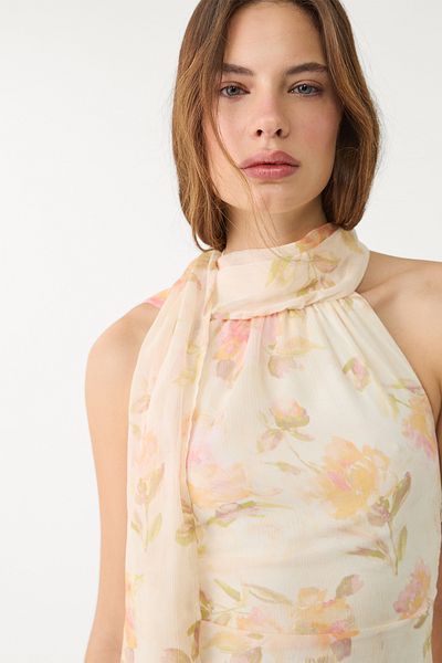 Stradivarius Printed Halter Midi Dress Limited Edition