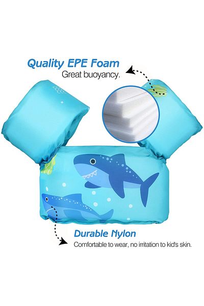 Yelajoy Baby Swimming Trainer Vest,Life Jacket Safety Float Arm Bands Gear,for Boys and Girls,Blue