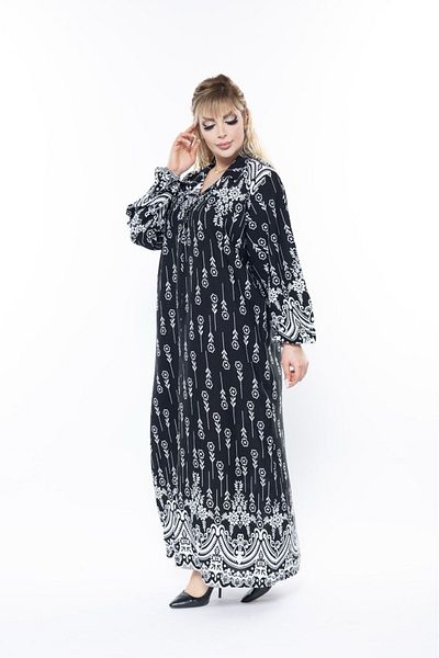 mervemoda ΚΚΓυναικείο μακρυμάνικο καλοκαιρινό φόρεμα μεγάλου μεγέθους