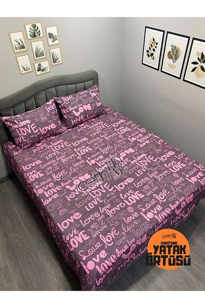 Çetinhome Σετ κάλυμμα κρεβατιού Çetinhome Battal με καπιτονέ Pique Love