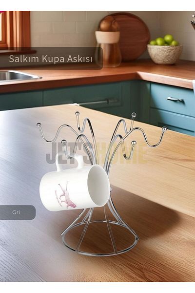 Jet's Home Закачалка за чаши и халби от неръждаема стомана, органайзер за чаши от стомана с хромиран плот