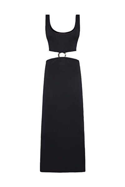 Beauty Omelette Siyah Cut Out Detaylı Triko Elbise