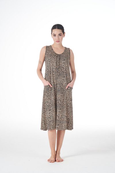 Estiva Women's Summer Patterned Sleeveless Pocket Lycra Viscose Casual Dress