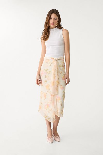 Stradivarius Floral Print Midi Skirt Limited Edition