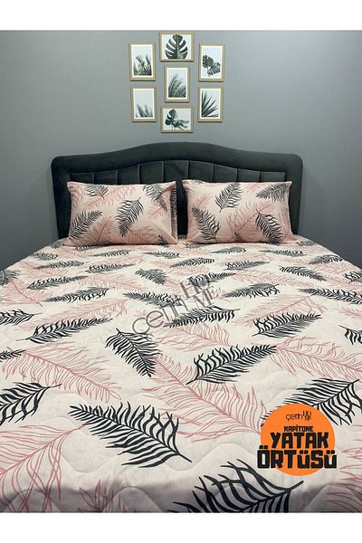Çetinhome Καπιτονέ κάλυμμα κρεβατιού Çetinhome Battal Boy Σετ Pique Leaf Rose