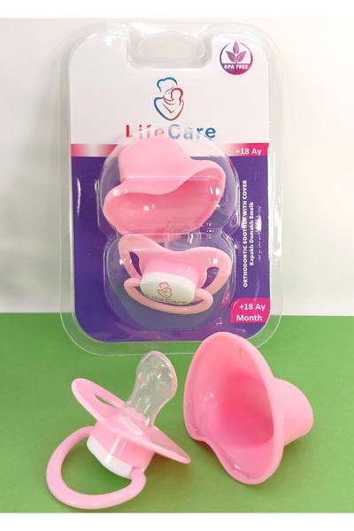 LifeCareBaby Koruma Kapaklı Damaklı Ortodontik Emzik 3 numara +18 Ay Pembe
