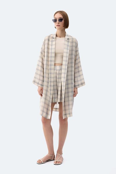 İKİKIZ Gray Plaid Kimono