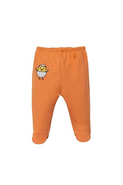 Lolons Chick Printed Baby Girl Single Bottom with Double Booties Orange
