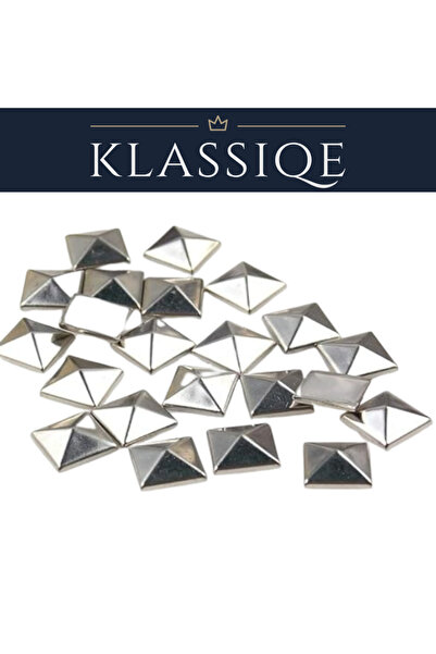 Klassiqe Gümüş Piramit Hotfix Metal Süsleme -8mm 144 Adet Ütü ile yapışan
