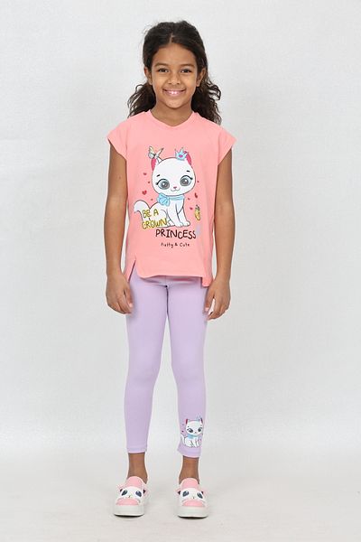 LupiaKids Pink & Lilac Summer Komsu, Sleeveless Leggings and T-Shirt Set