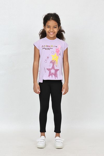 LupiaKids Lilac & Black Summer Unicorn Girl's Combination - Sleeveless T-Shirt & Leggings