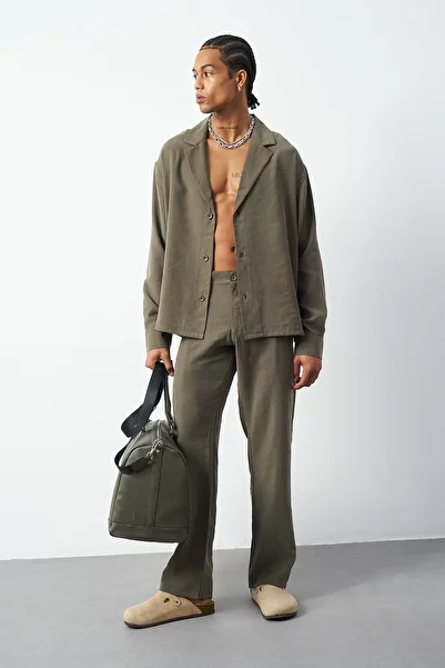 Mesfeno Suede Patterned Modal Baggy Men's Trousers