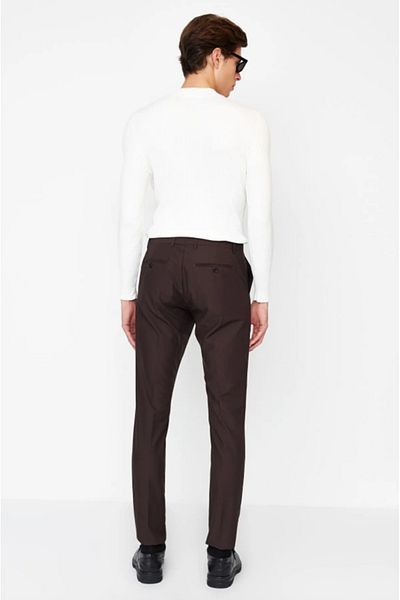 Pierre Cassi Brown Men's Slim Fit Ironing Trousers