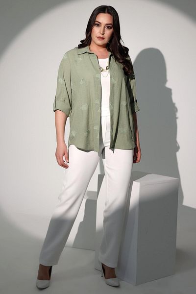 Metpoint Trend42plus Pantaloni albi cu talie elastică cu picioare subțiri