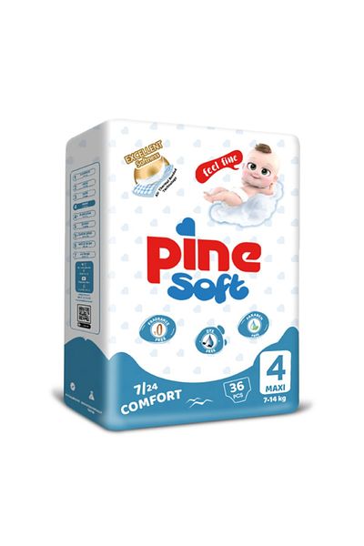 Pine Scutece Pine Soft, nr.4, Unisex, 7-14 kg, 36 buc