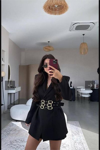 Dip Moda Women's Belt Detailed Blazer Jacket Dpmylk27 Dipmoda