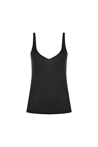 Beauty Omelette Siyah V Yaka Dökümlü Atlet