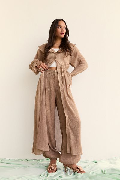 Stradivarius Flowing Metallic Thread Trousers Limited Edition