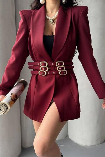 Dip Moda Women's Belt Detailed Blazer Jacket Dpmylk27 Dipmoda