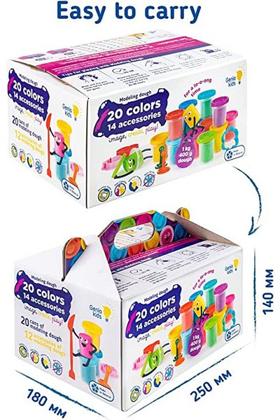 Fancy Plasticine set Genio Kids 1.4 kg. 20 colours and 14 accessories