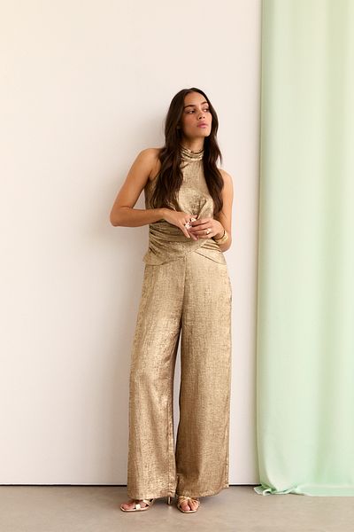 Stradivarius Flowing Metallic Halter Neck Jumpsuit Limited Edition